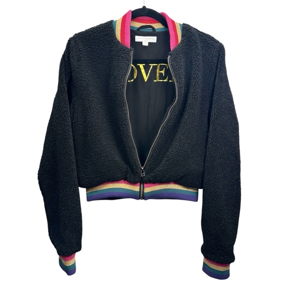 Spiritual Gangster Everything SG Furry Bomber Jacket, Vintage Black Loved - Picture 5 of 15